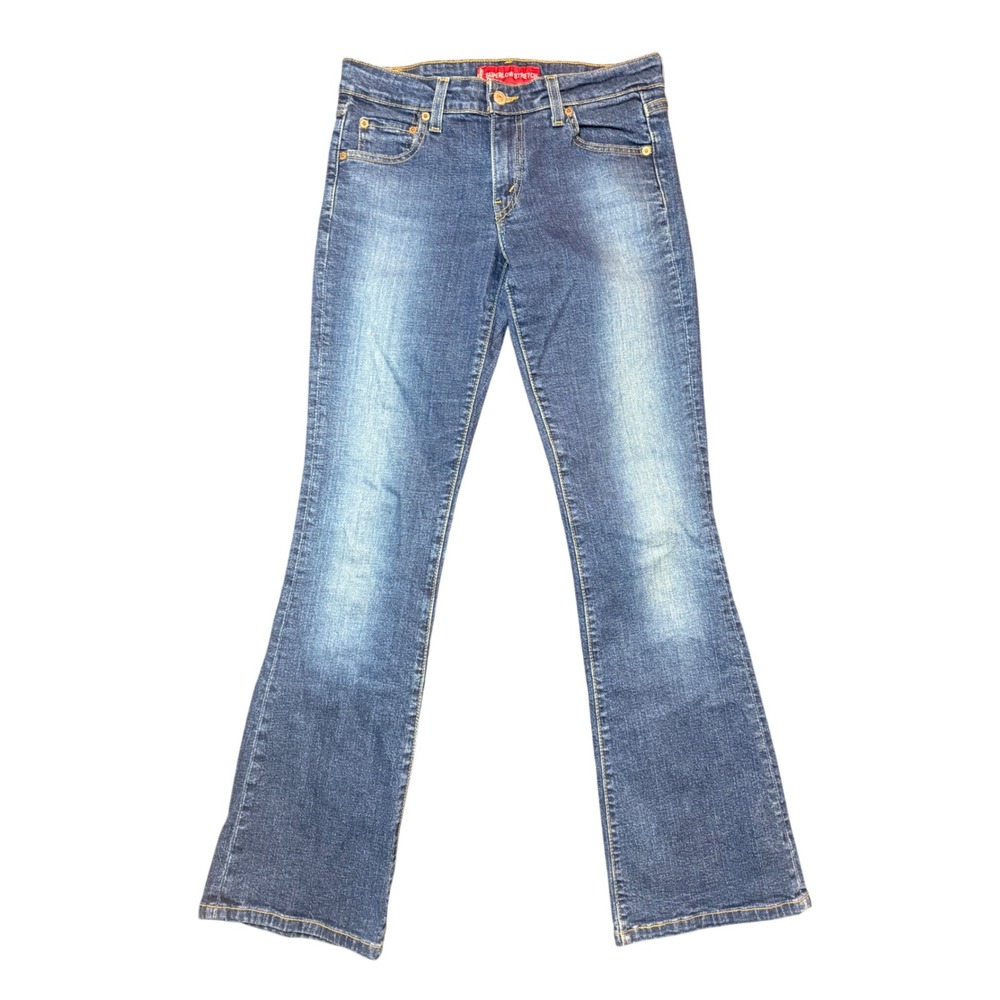 Levis 518 Superlow Boot Cut Jeans Womens 5 JR M Blue Denim Stretch Y2K 0483